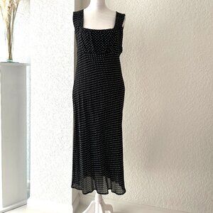 Vintage Lapis Black & White Polka Dot Midi Dress